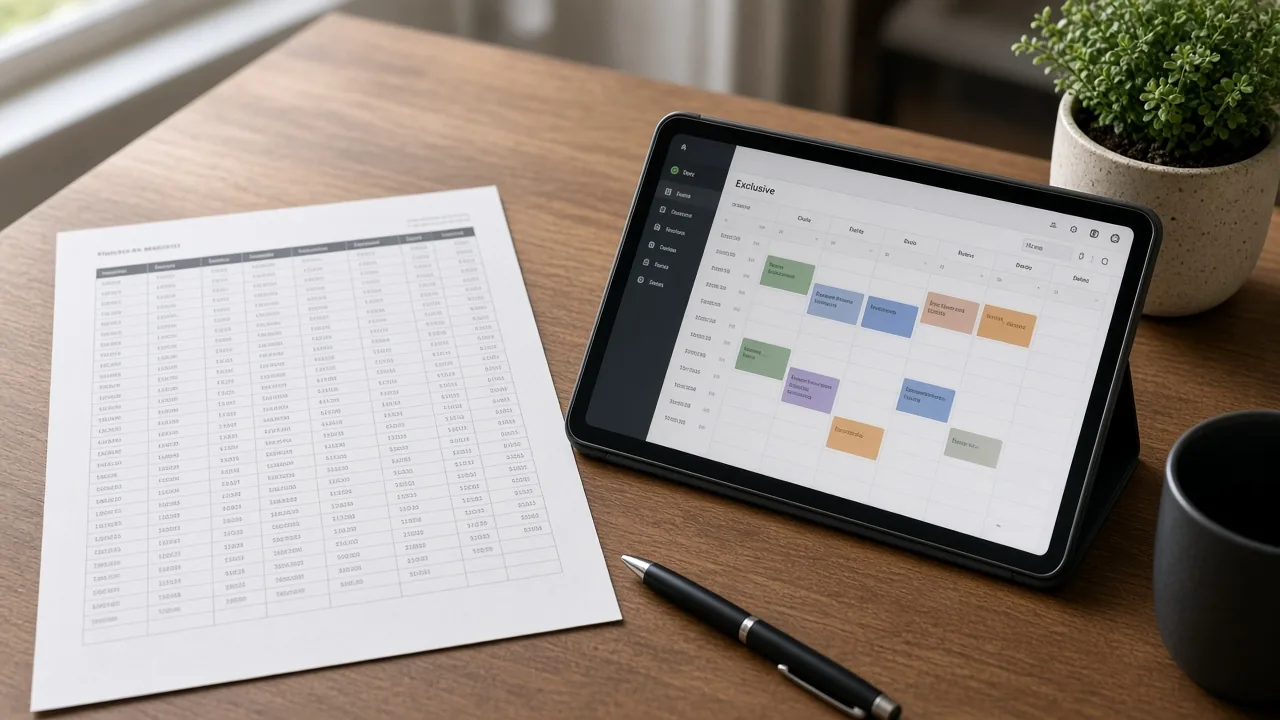 Shared marketplace CSV beside an owned Google Business Profile calendar of exclusive showroom floor appointments