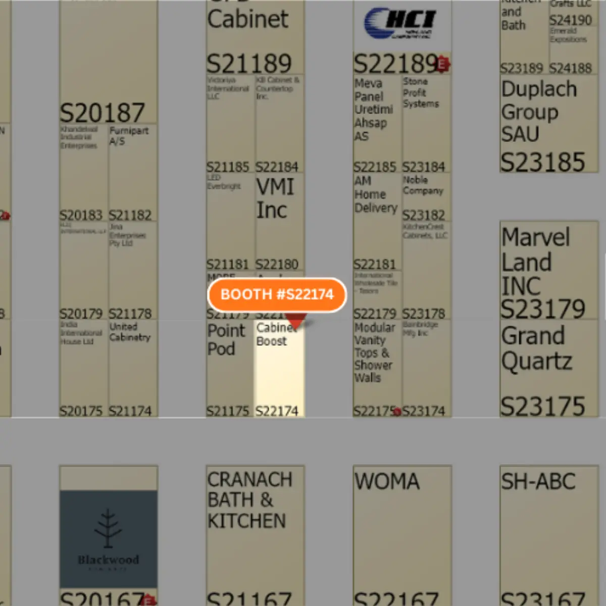 CabinetBoost Booth S22174 Location at KBIS 2026